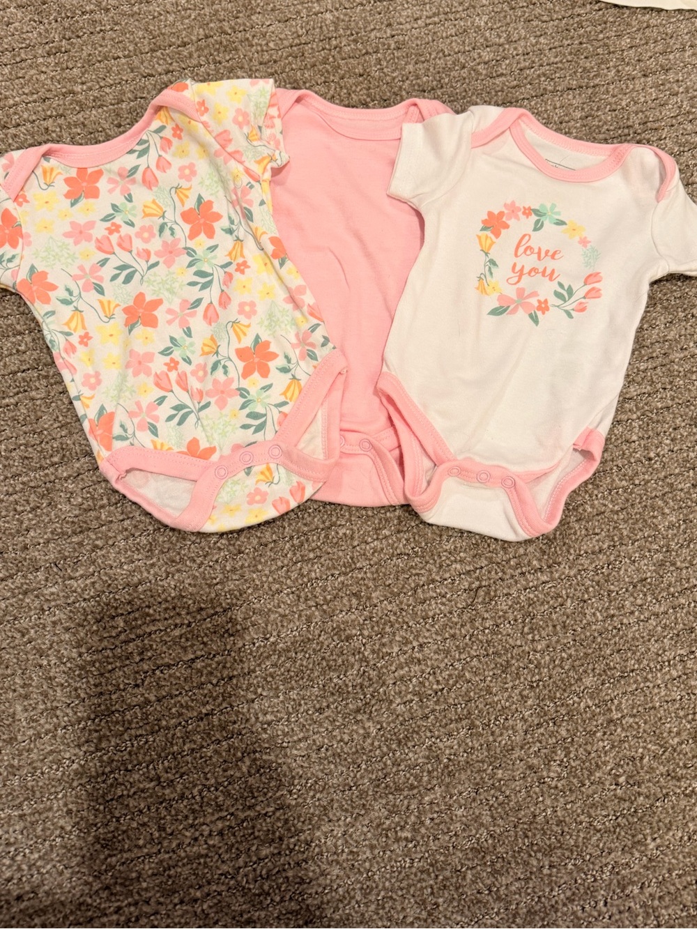 Baby Gear Pink Floral & Solid Pink Baby One-Piece Bodysuit 3-Pack
